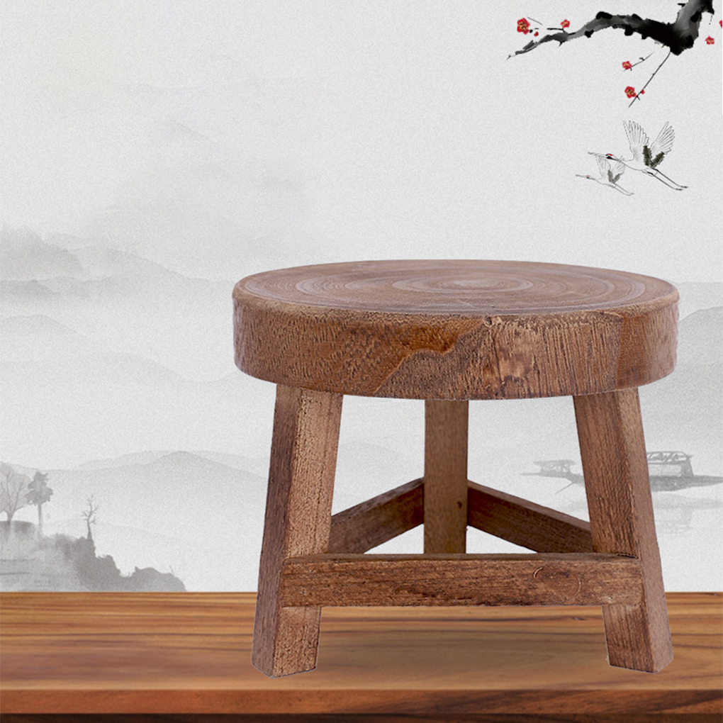 Wood Low Stools Small Round Shape Bench Plant Stand Chair Tea Table Floor Stool Flower Pot Holder Shelf Garden Ornaments. 