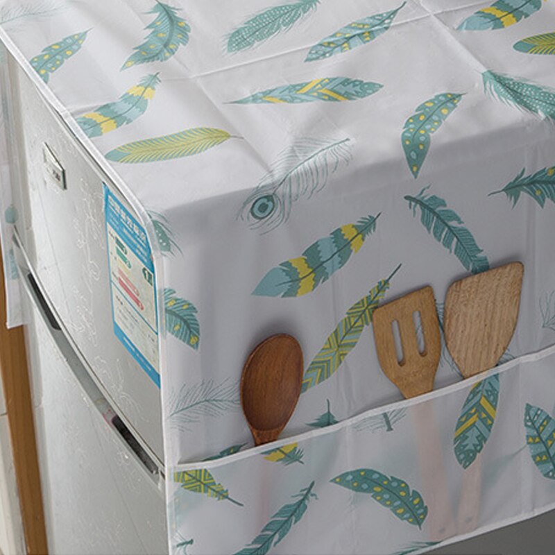 Refrigerator Dust Cover with Storage Bag Washable Printing Multi-purpose Household Washing Machine Cabinet Dust Protection Cover. 