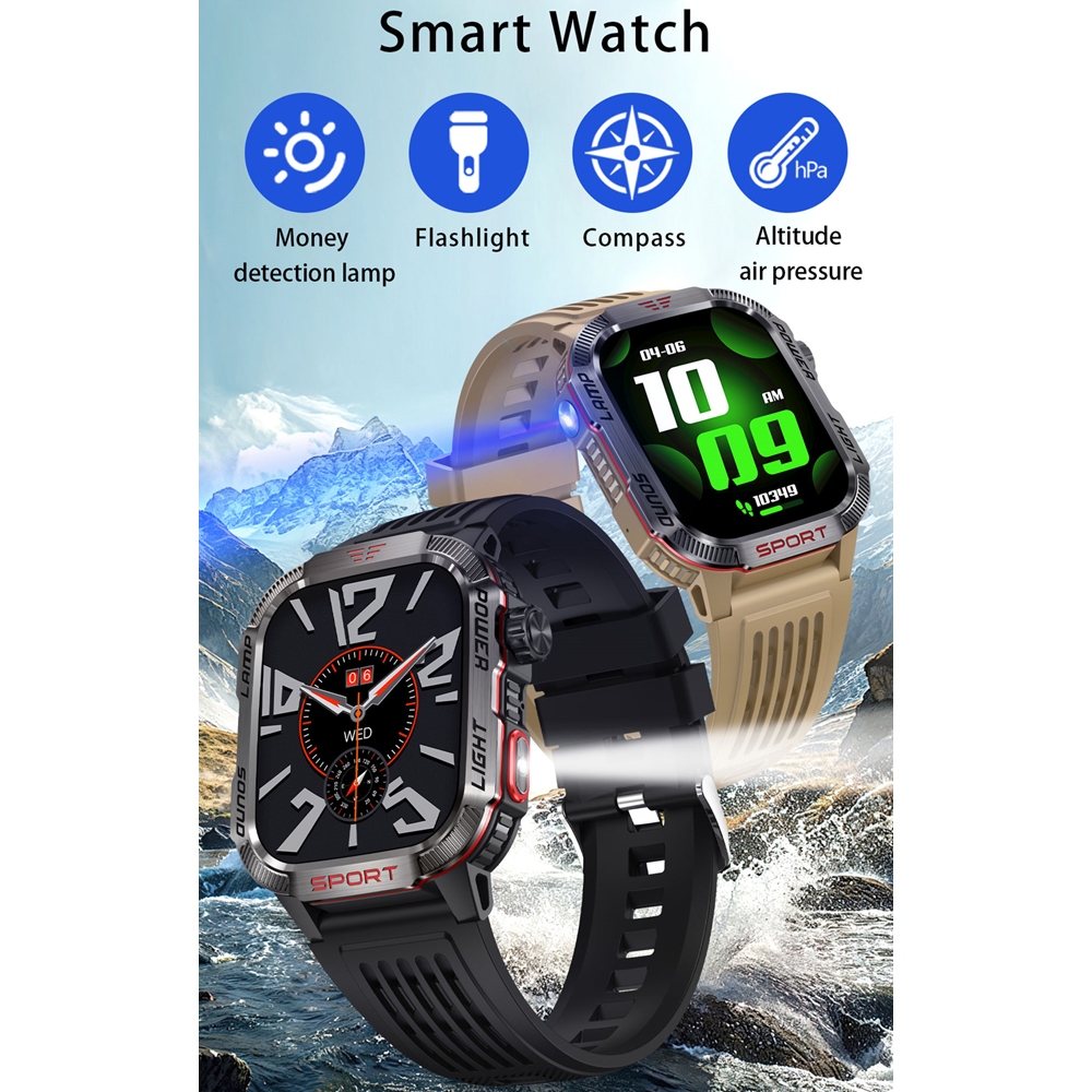 ChiBear 2024 New Men's Outdoor Military Compass GPS Smartwatch Flashlight 600 mAh 100+ Sport Mode Smart Watch For Huawei xiaomi. 
