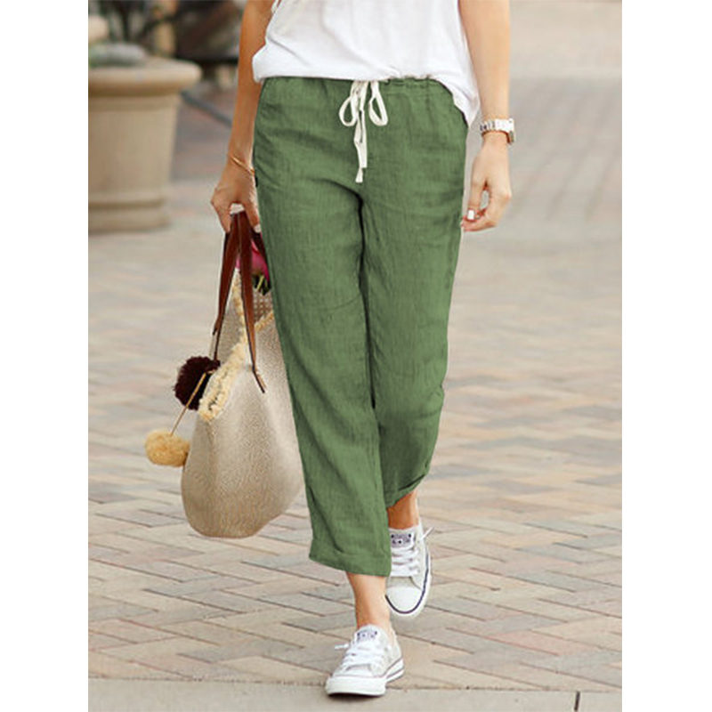 Autumn Cotton Women's Pants Y2K Black Drawstring Elastic Waist Casual Pants Female Loose Fashion Elegant Ladies Bottom. 