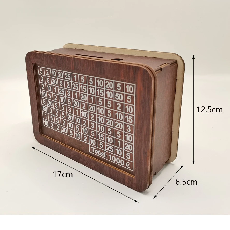 1000/2000/3000/5000/10000 Euro Money Box Wooden Piggy Bank with Reusable Money Box with Saving Goal and Numbers Boxes1. 