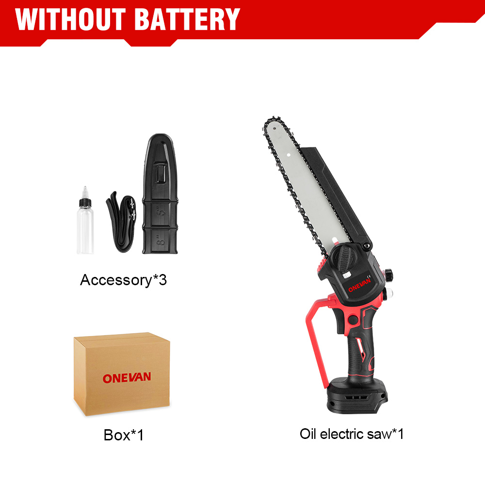 ONEVAN 4500W 8 Inch Brushless Electric Saw Chainsaw With Oil Spray Rechargeable 45000RPM Woodworking Tool For Makita Battery Pin. 
