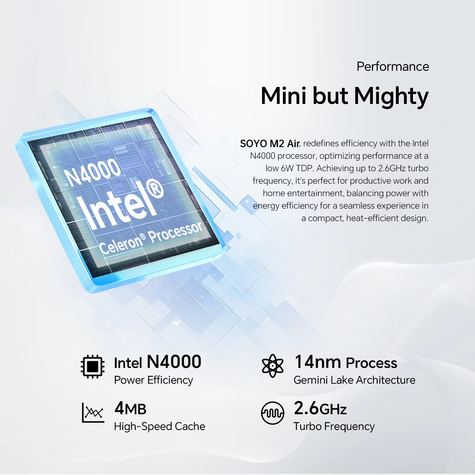 SOYO M2 Air  Mini PC: Powerful 6GB RAM, 128GB EMMC, Intel N4000, Windows 11 Pro - Compact & Ideal for Home, Business & Gaming. 