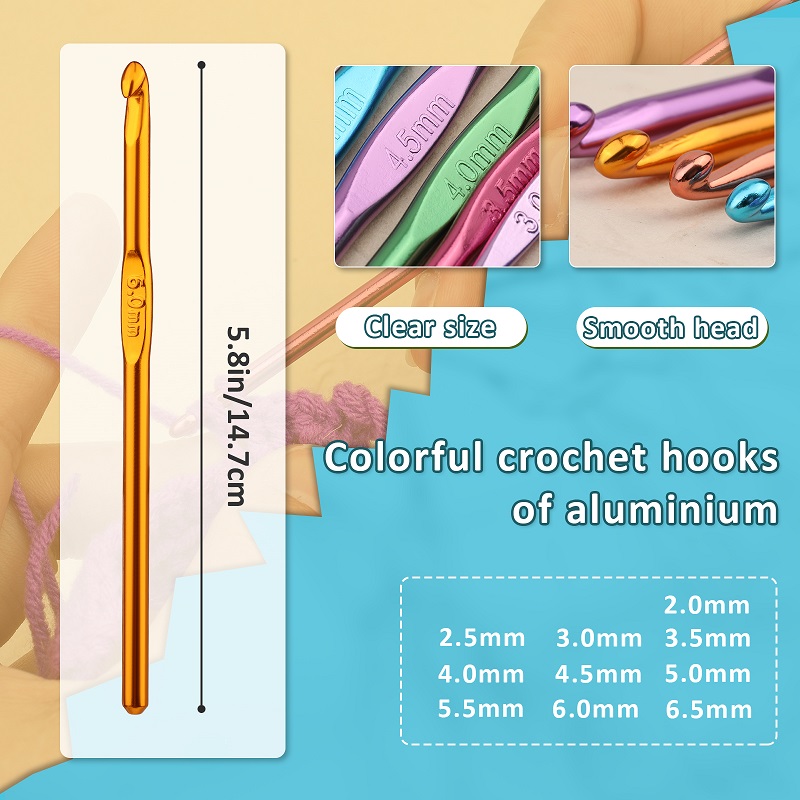 Crochet Hook Set Crocheting Kit Crochet Hooks for Starters with Stitch Markers Blunt Hand Sewing Needles for DIY Kniting Craft. 