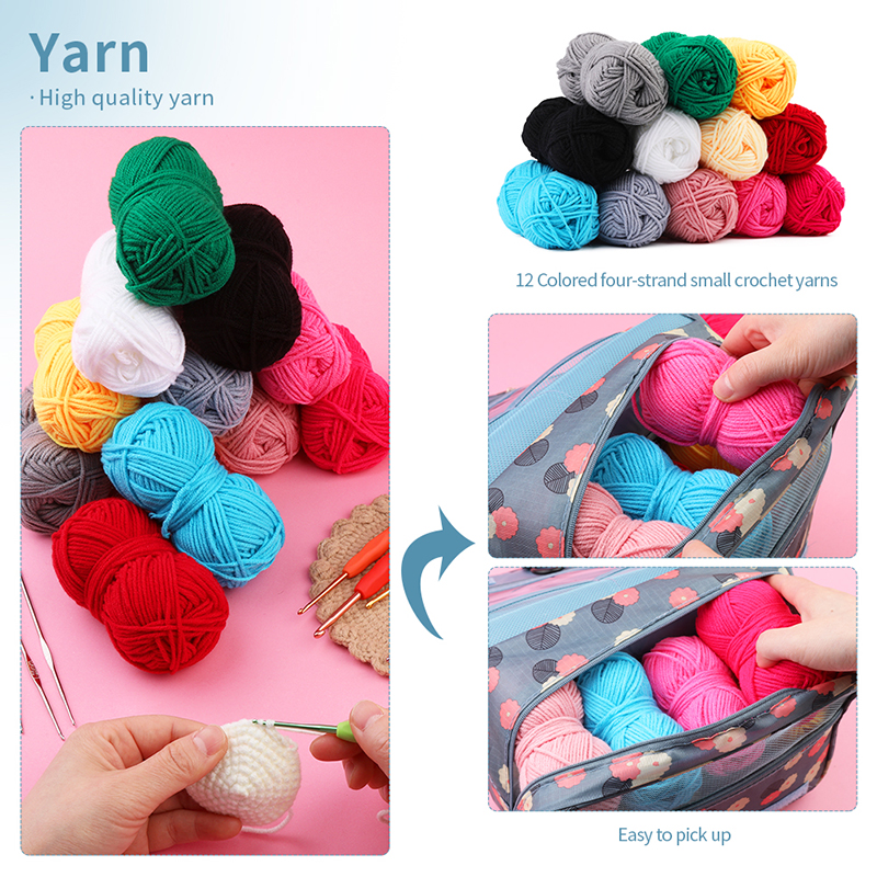 KRABALL Knitting Crochet Hook Set Home Use Sewing Tool DIY Craft Crochet Knit Markers Needles Tools Weaving Accessories With Bag. 