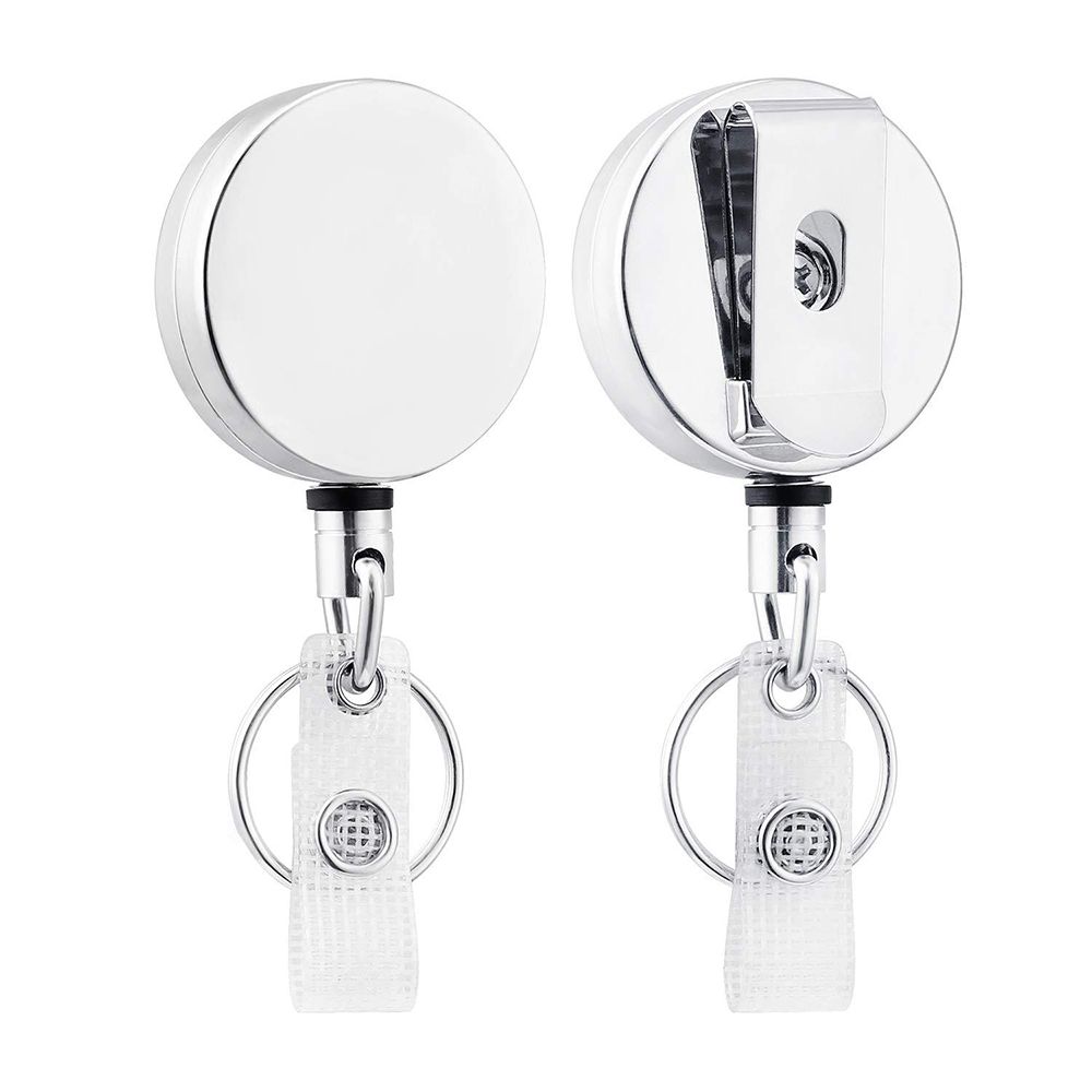 New Metal Card Key Ring Clip Retractable Pull Key Ring Chain Reel ...