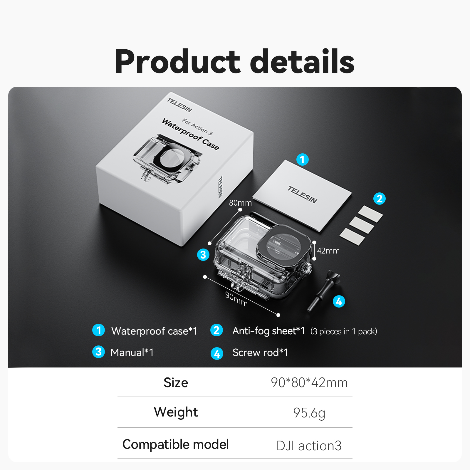 TELESIN 45M Waterproof Housing Case For DJI OSMO Action 3 4 5Pro Underwater Diving Case High Strength Protector Cover. 