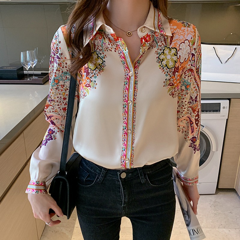 Autumn Long Sleeve Shirts Casual Tops Spring Fashion Women Floral Print Blouse Tops Ladies Shirts Clothes Blusa Elegant 18440. 