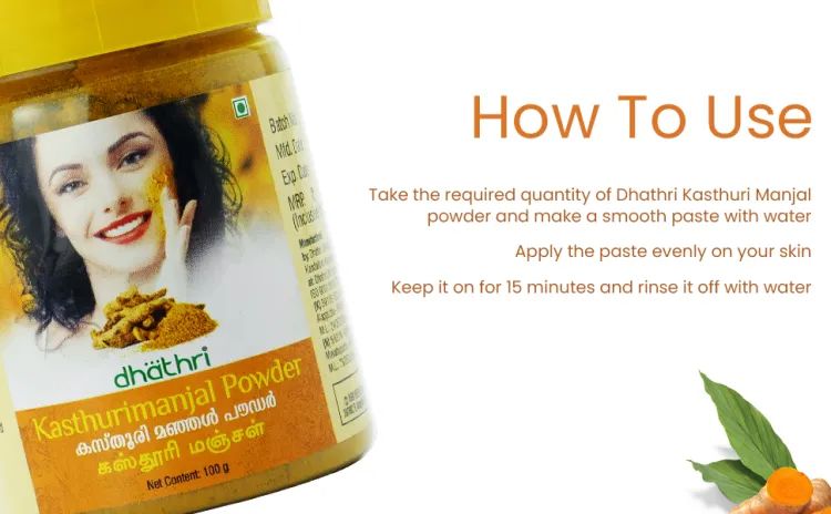 Dhathri Kasthuri Manjal Powder for Radiant Skin | Wild Turmeric Powder for Face | Reduces Acne, Dark Circles, Dark Spots and Marks | Kasturi Haldi Powder for Face and Body | Bottle. 