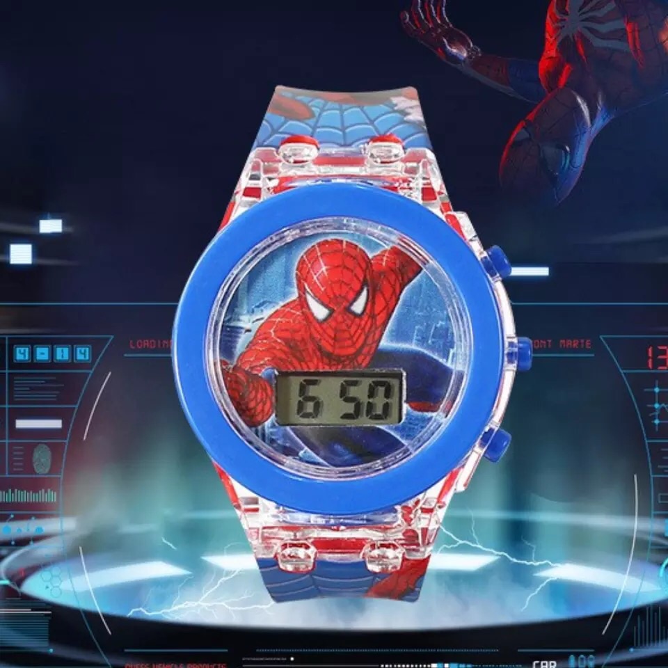 Disney Spiderman Cartoon Watch Frozen Princess Mickey Mouse Anime Figures Toys Watch Doll Clock Watch Boys Girls Kids Gifts. 