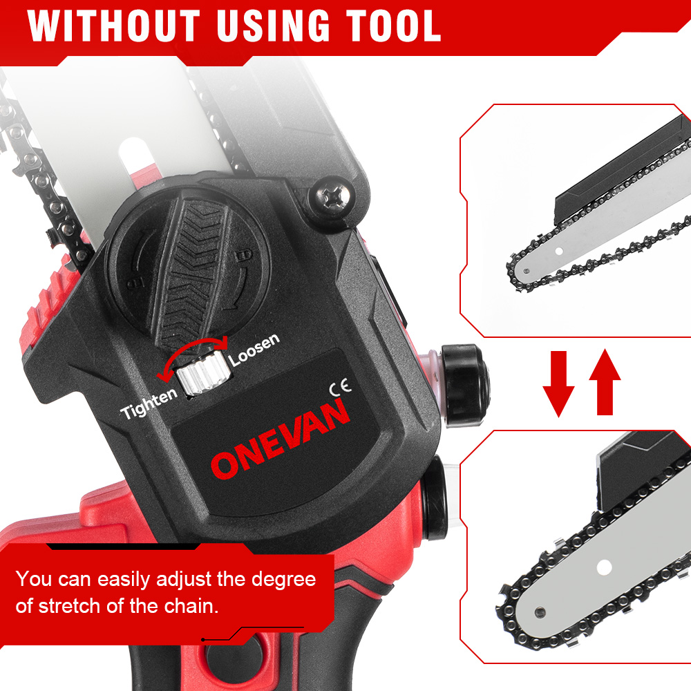 ONEVAN 4500W 8 Inch Brushless Electric Saw Chainsaw With Oil Spray Rechargeable 45000RPM Woodworking Tool For Makita Battery Pin. 