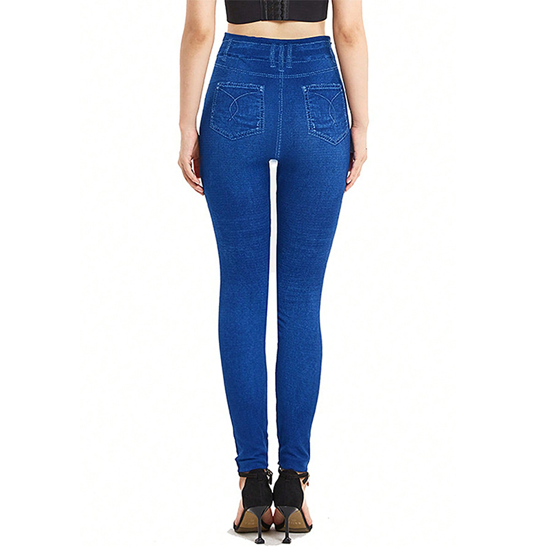 PD394 Flat WOMEN'S Sexy Seamless Leggings with High Waist and Warm Imitation Denim High Elasticity Denim Tight Pants. 