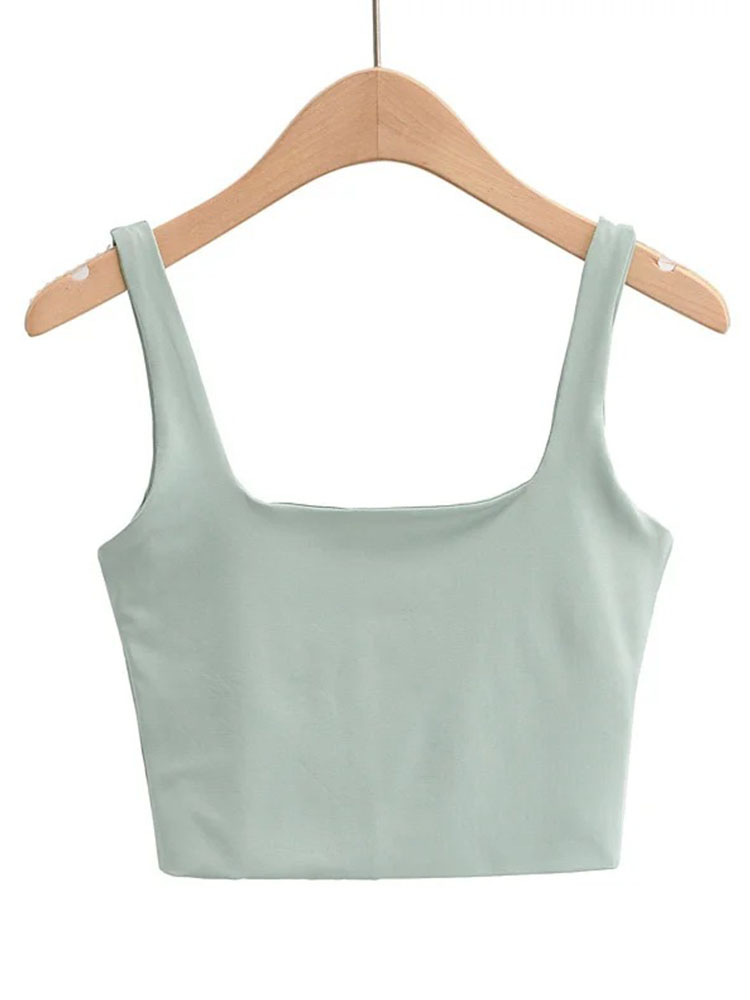 2022 Summer Women Sexy Sleeveless Tops Fashion Short Square Collar Tank Tops 6 Colors. 