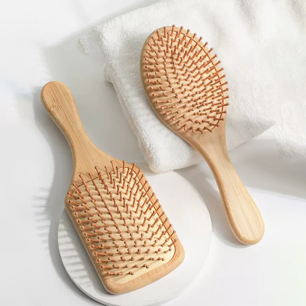 Bamboo Hair Brush Air Bag Wide Teeth Bamboo Combs Smooth Massage Scalp Brush Barber Comb Women Hairdressing Styling Hair Tools. 