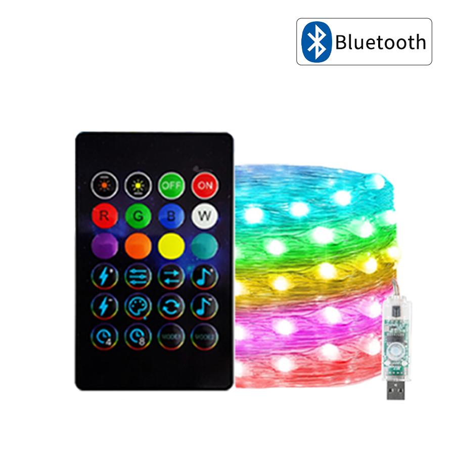 10M RGB LED String Lights WS2812B Smart IC APP Bluetooth Garland Fairy ...