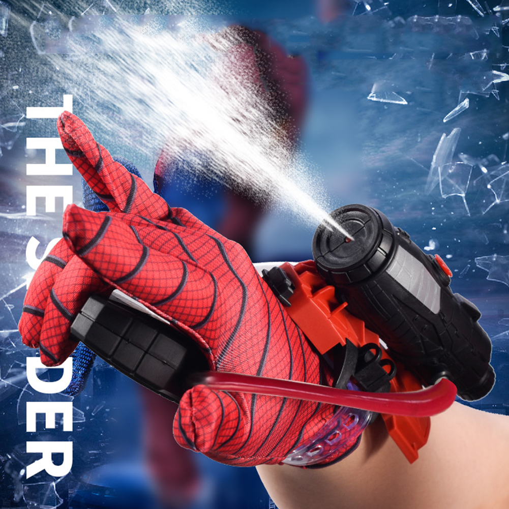SpiderMan Water Gun Hero Launcher Spider Wrist Launcher Manual Press Burst Water Gun with Gloves Children's Birthday Gift Toys. 