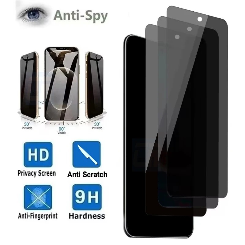 1-3Pcs Privacy Tempereed Glass Screen Protector for Xiaomi Redmi Note 12 12 Pro 4G 11S 11E K50i 11T 11 12 Pro Prime 5G Anti-Spy. 
