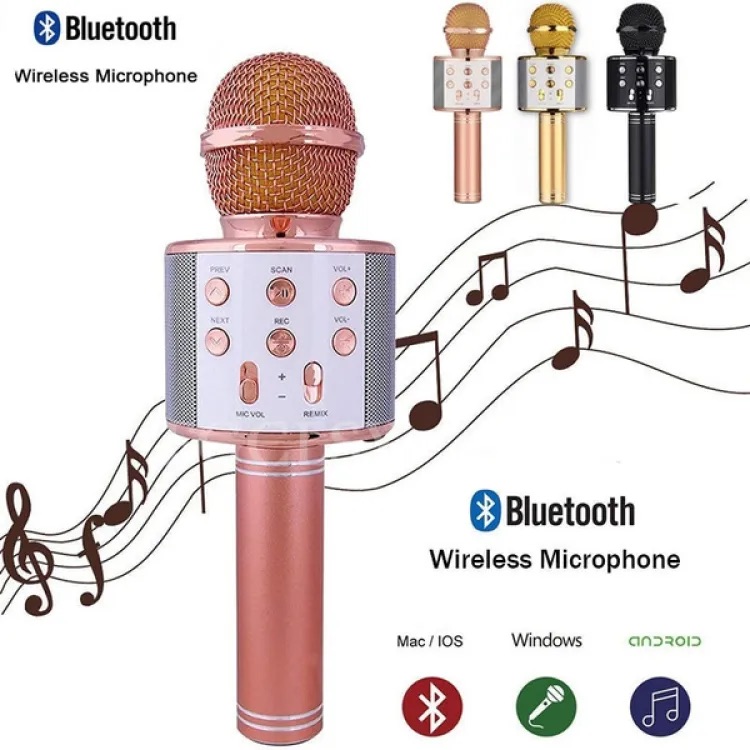 Microphone Bluetooth Wireless Karaoke Speaker Handheld Mic Ktv Party Player Portable Kids Gift. 