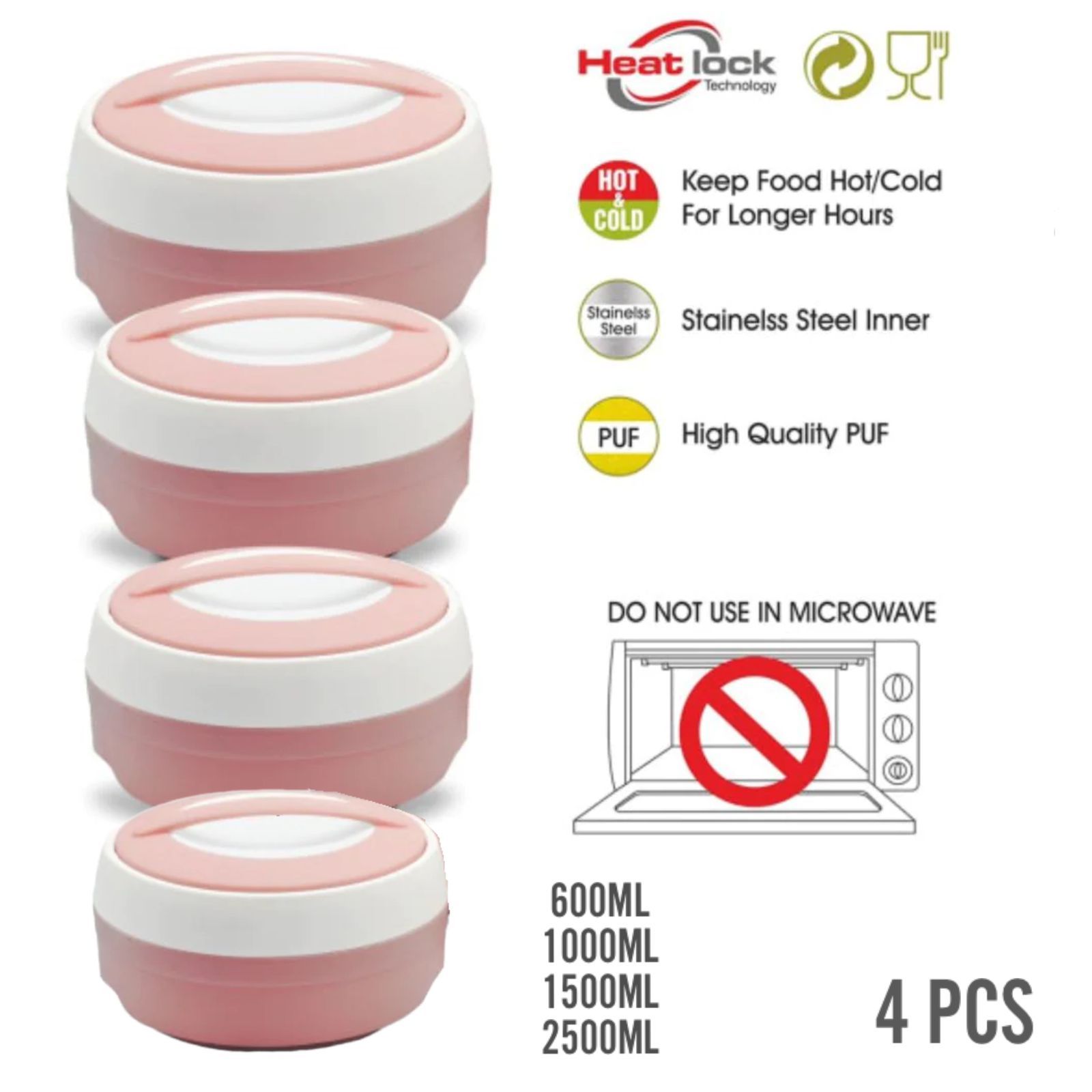 4PCS FOOD WARMER. Casserole Stainless Steel Delux Hot Box Food Warmer Keep warm. 