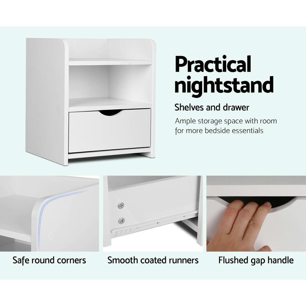VTEC Home Modern One Drawer Bedside Cupboard / Night stand/Modern Nightstand/ End Side Table. 
