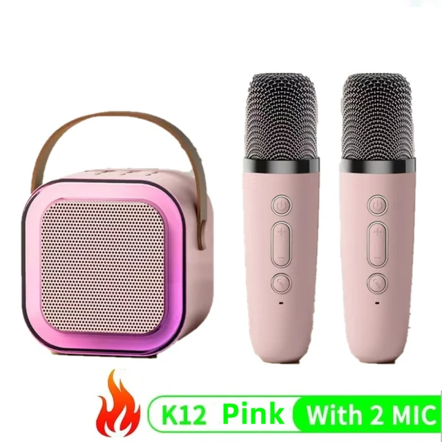 K12 Karaoke Machine Portable 5.3 PA Bluetooth Speaker System with 2 Wireless Microphones Home Family Singing Children's Gifts. 