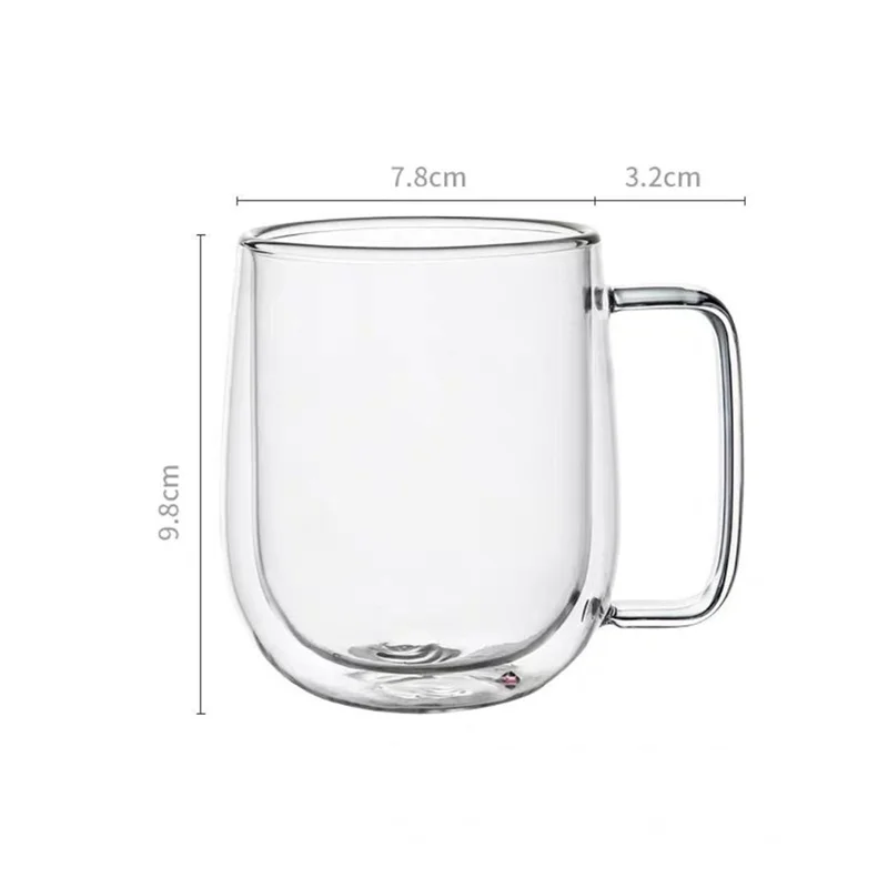 150-350ml Heat Resistant High Borosilicate Glass Mug Double Wall Glass Coffee Cup with Handle Milk Water Cup Clear Cups Gift. 