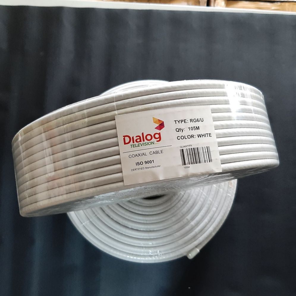 Satellite TV RG-6U Coaxial Wire Roll -105 Meters-White