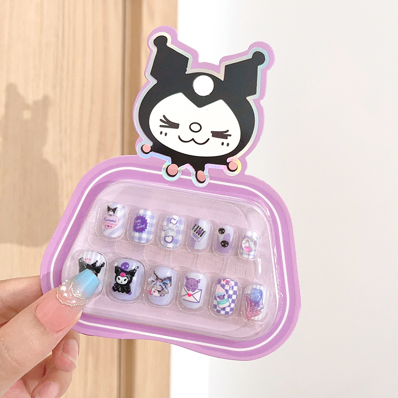 Cartoon Sanrio Kids Nail Sticker Cute Hello Kitty Cinnamoroll Kuromi Children Self Adhesive Nail Patch Accessories Girl Toy Gift. 