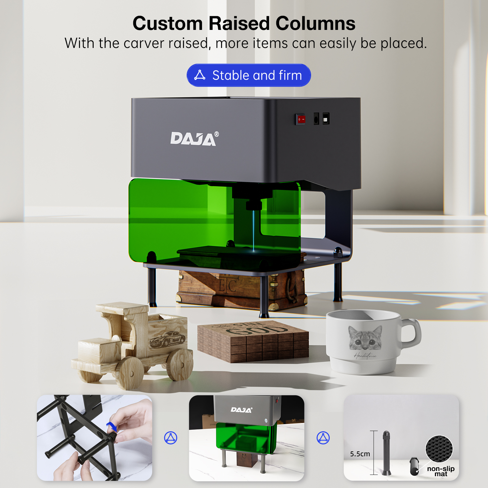 DAJA DJ6 Mini Portable Laser Engraver Diy Bluetooth Machine Painted Dog Tag Paper Leather Wood Plastic Logo CNC Business Machine. 