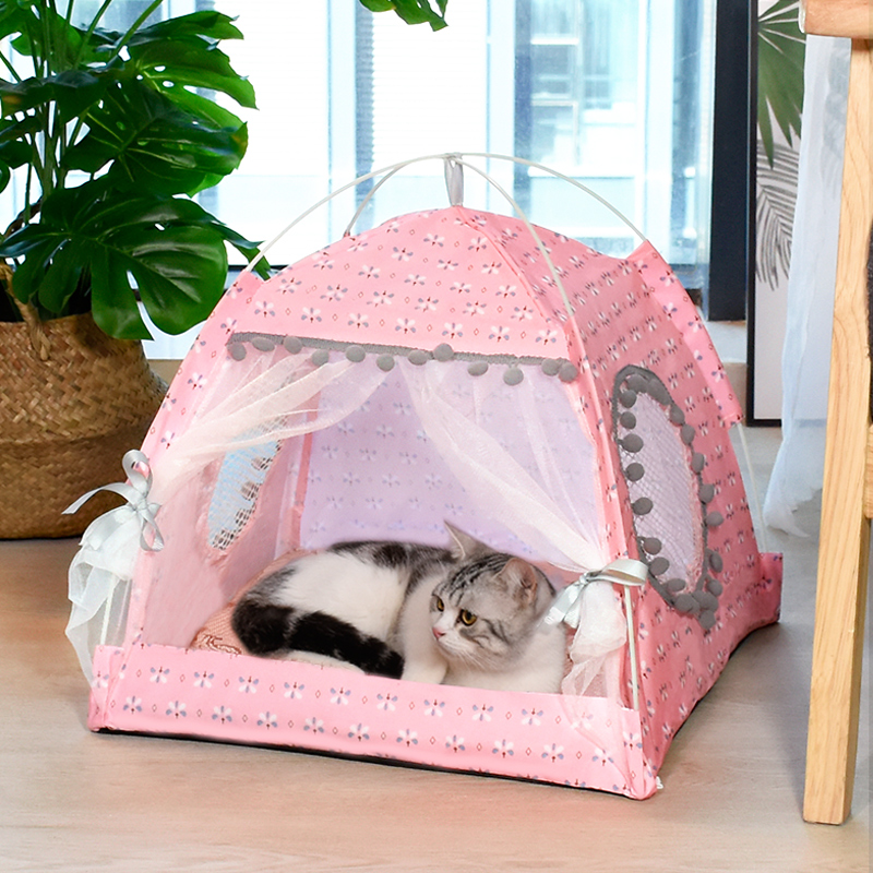Cat Broken Flower Tent Semi Enclosed Internet Celebrity Tent Nest Universal For All Seasons Pet Supplies Summer Dog And Cat Nest. 