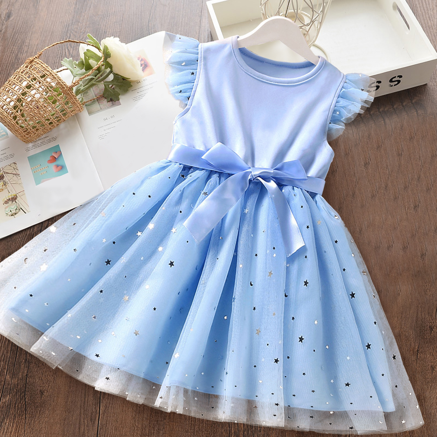 2024 New Korean Summer Girl Dress PolkaDot Mesh Casual laid Dresses 2