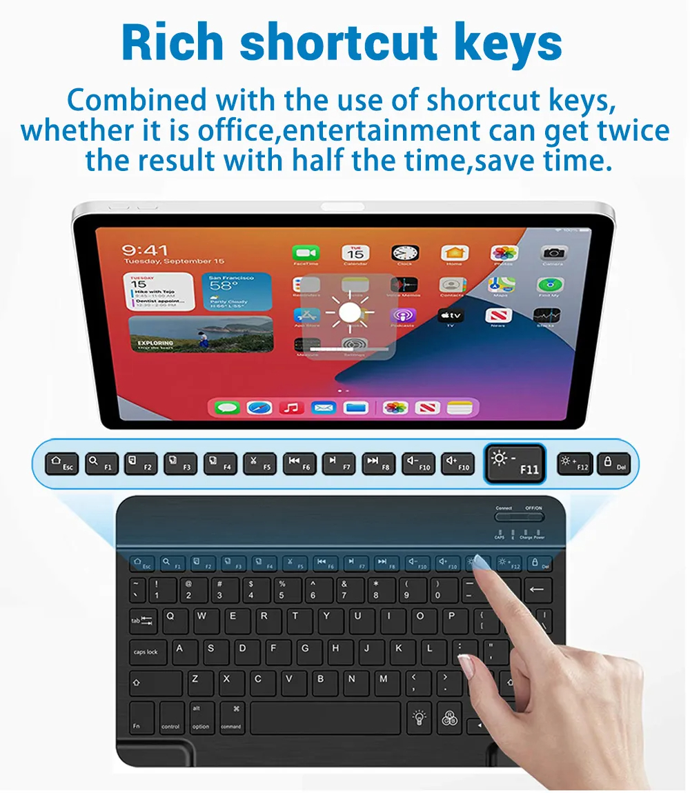 Mini Bluetooth Keyboard RGB Wireless Keyboard 10 inch Backlit Keyboard Backlight Touchpad Keyboard for IOS Android Windows iPad. 