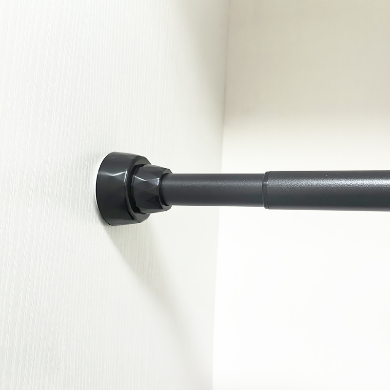Black Non Drilling Shower Curtain Rod Spring Rotating Telescopic ...