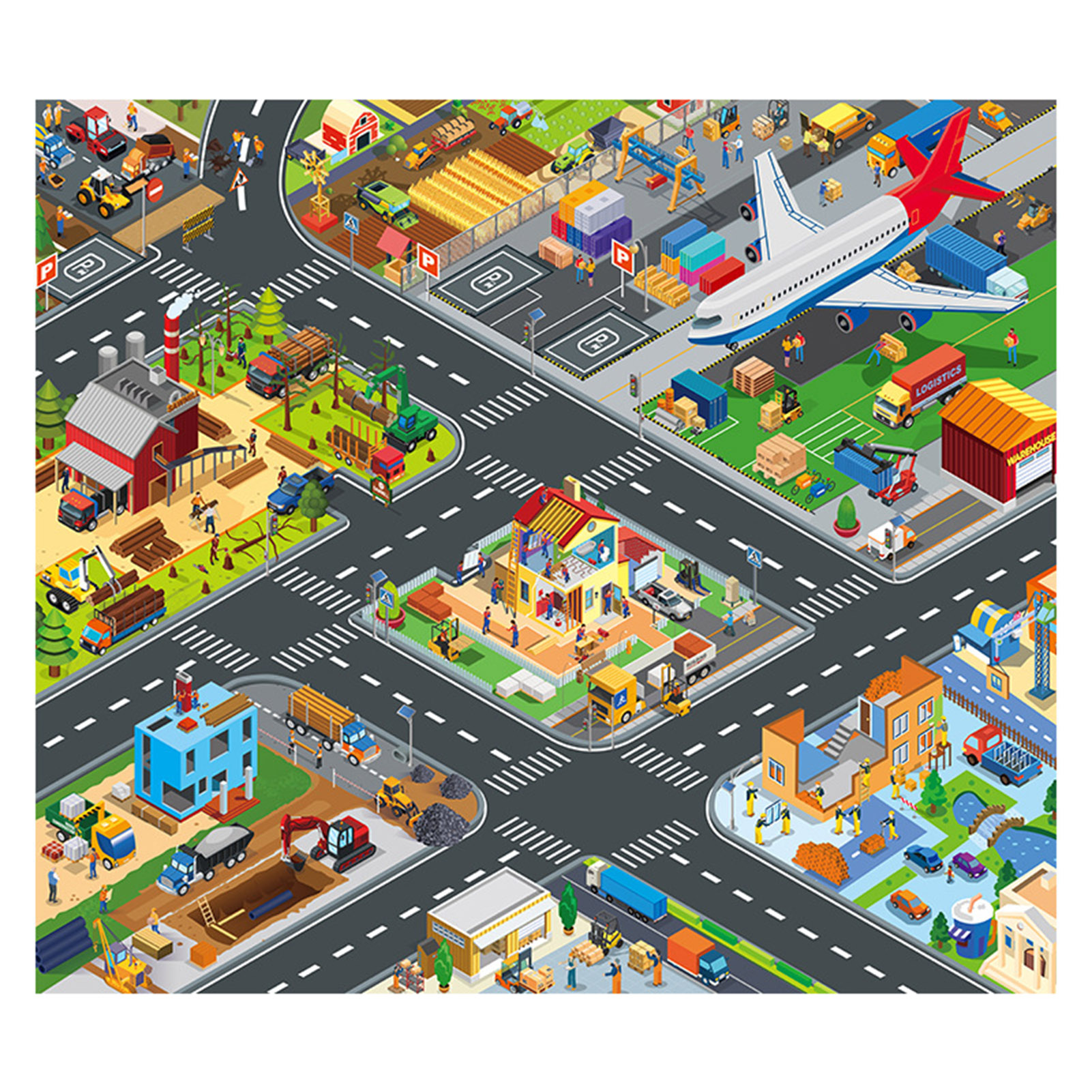 Baby Play Mat City Traffic Road Map Mat Carpet City Car Parking Lot ...