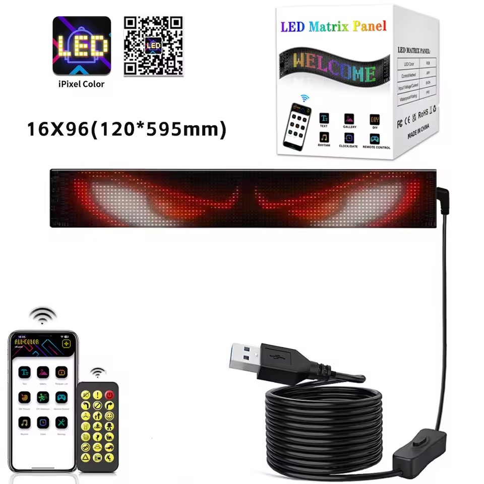 Smart LED Matrix Panel Scrolling Bright Advertising USB 5V Bluetooth ...