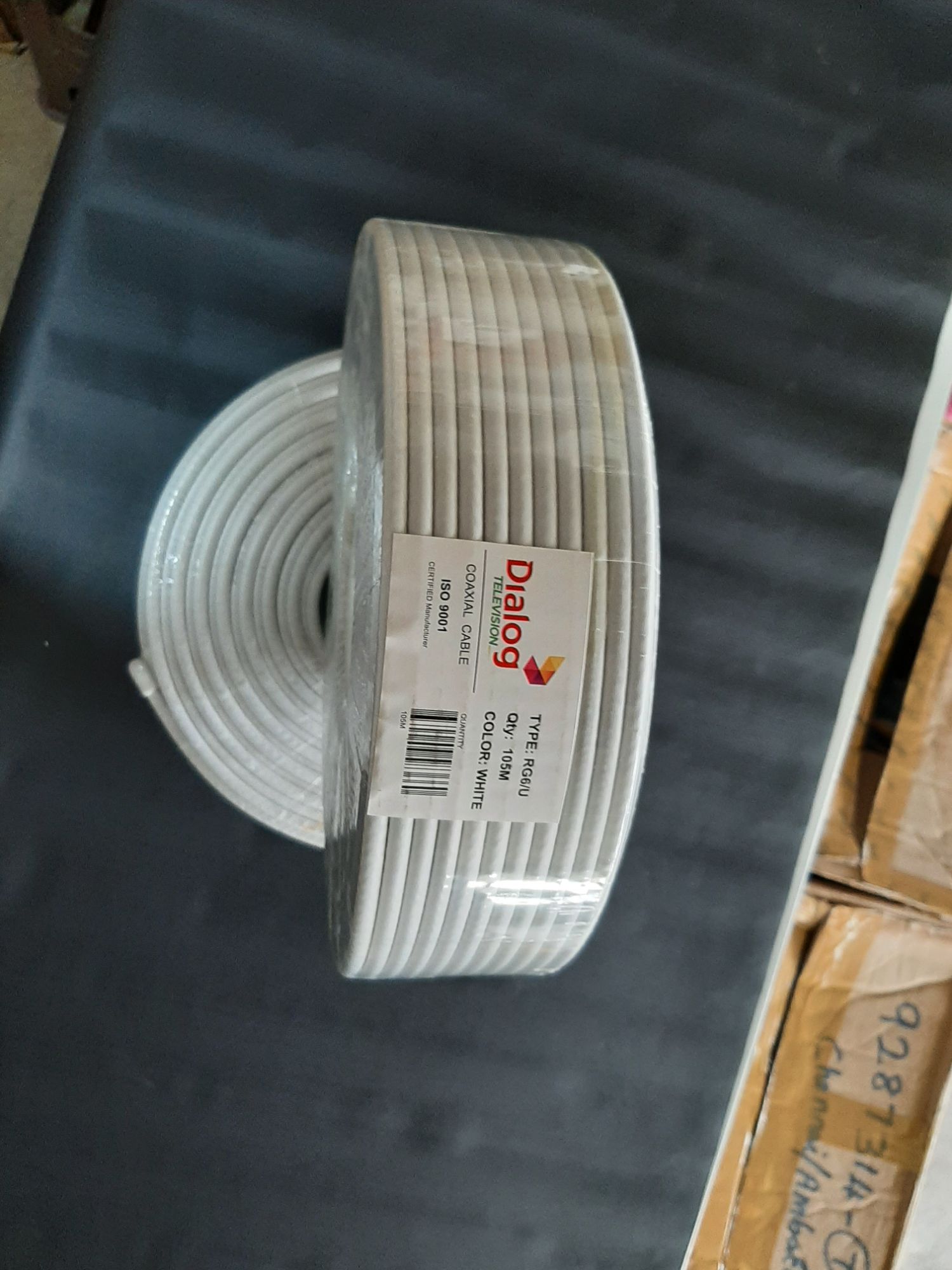 Satellite TV RG-6U Coaxial Wire Roll -105 Meters-White. 