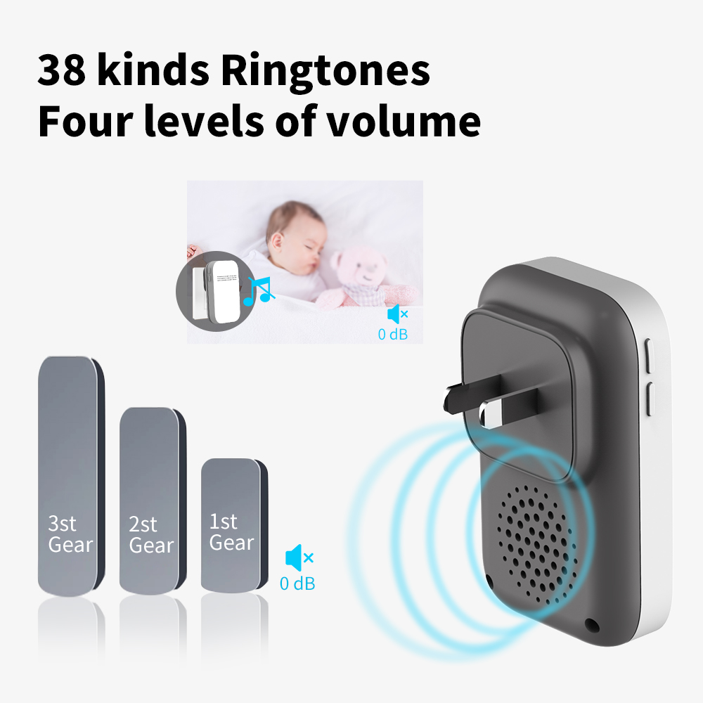 Wireless Outdoor Doorbell Waterproof No Battery Required Self-Powered Door Bell Sets Home Outdoor Kinetic Ring Chime Doorbell. 