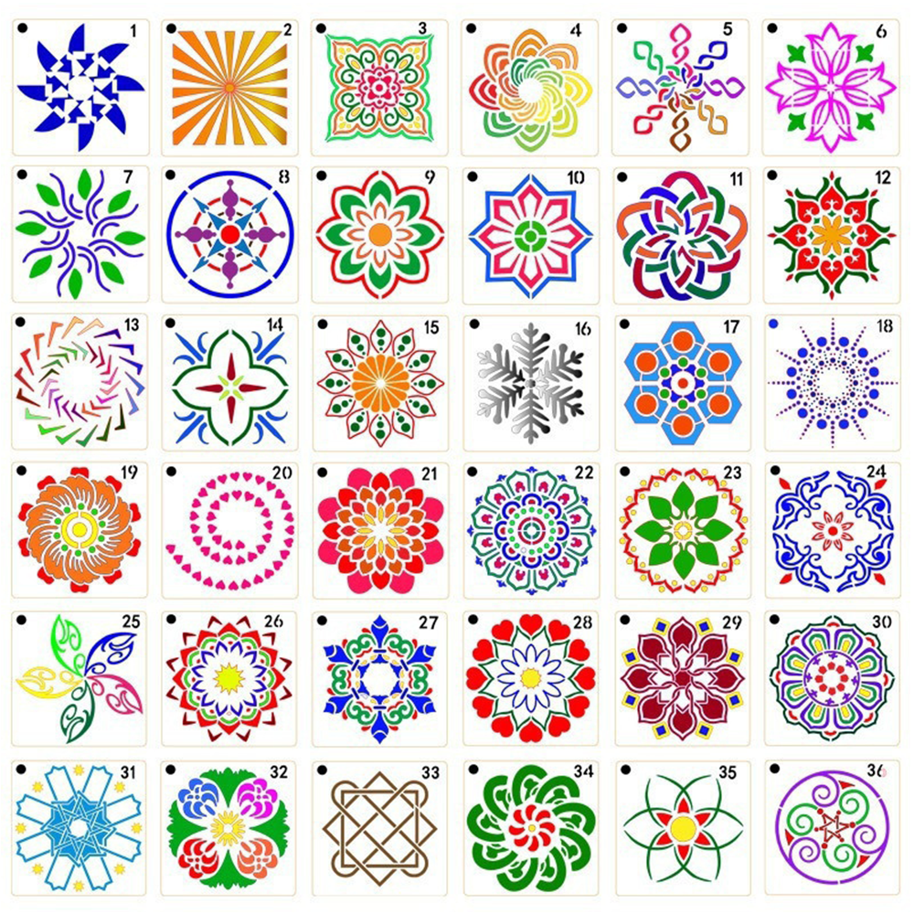 STONEGO Mandala Stencils DIY Home Decoration Drawing Laser Cut Template Wall Stencil Painting for Wood Tiles Fabric. 