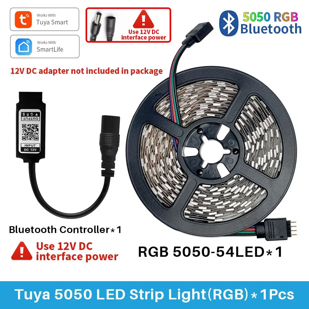 Smart Life Led Controller Tuya Smart Life LED Light Strip Bluetooth Control DC12V 5M SMD 5050 ...