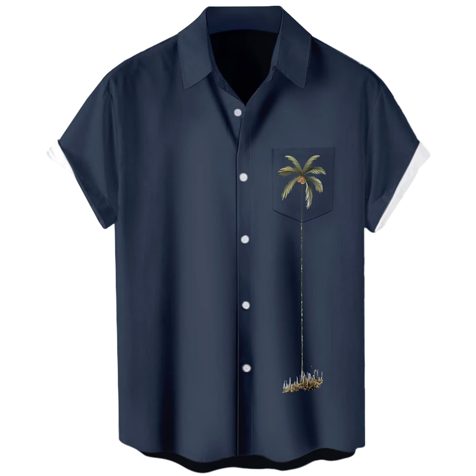 Summer Men'S Casual Shirt Coconut Print Short-Sleeved Shirt Ropa Hombre. 