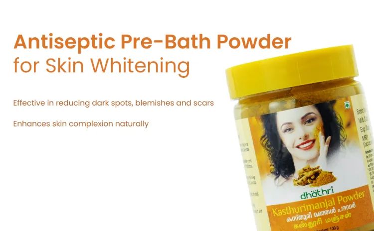 Dhathri Kasthuri Manjal Powder for Radiant Skin | Wild Turmeric Powder for Face | Reduces Acne, Dark Circles, Dark Spots and Marks | Kasturi Haldi Powder for Face and Body | Bottle. 