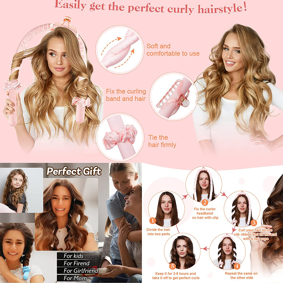 Heatless Curler Hair Curling Iron Headband Lazy Curler Silk Heatless Curling Wand Make Curly Hair Styling Tool boucleur cheveux. 