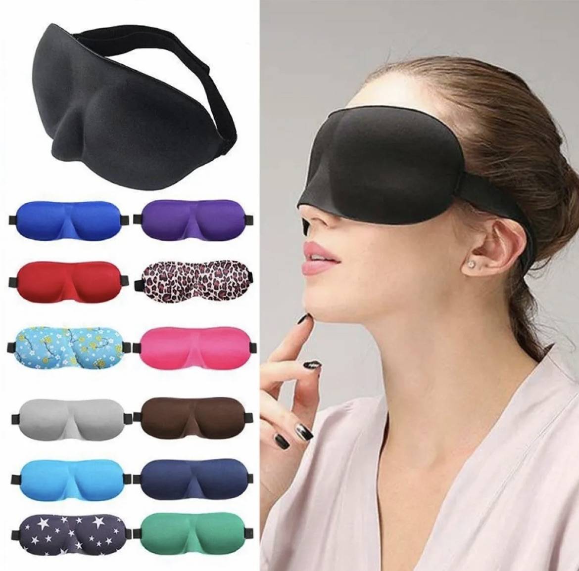 Sleep Mask 4 Pack Silk Eye Cover Soft Satin Blindfold Elastic Strap Night  Eyeshade Travel Nap for Women Men