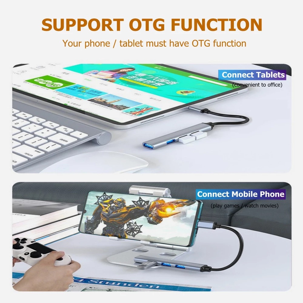Aluminum Alloy Splitter Multi-function One Drag Four Hubs Hub Expander High-speed Computer Multi Interface Dock. 
