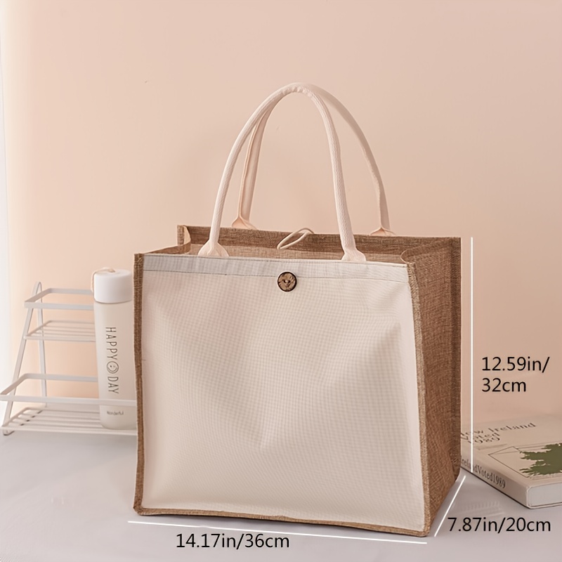 New vertical style linen tote bag plain color simple gift bag fashion shopping bag. 