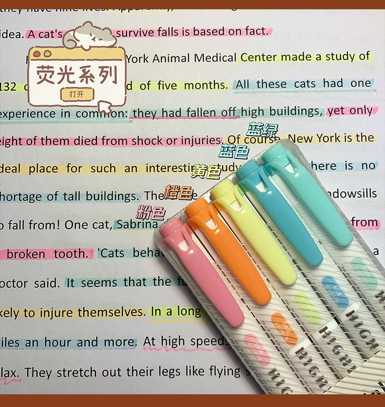 Double Headed Color Highlighter Pen Ins, High Visual Value Marking, Key ...