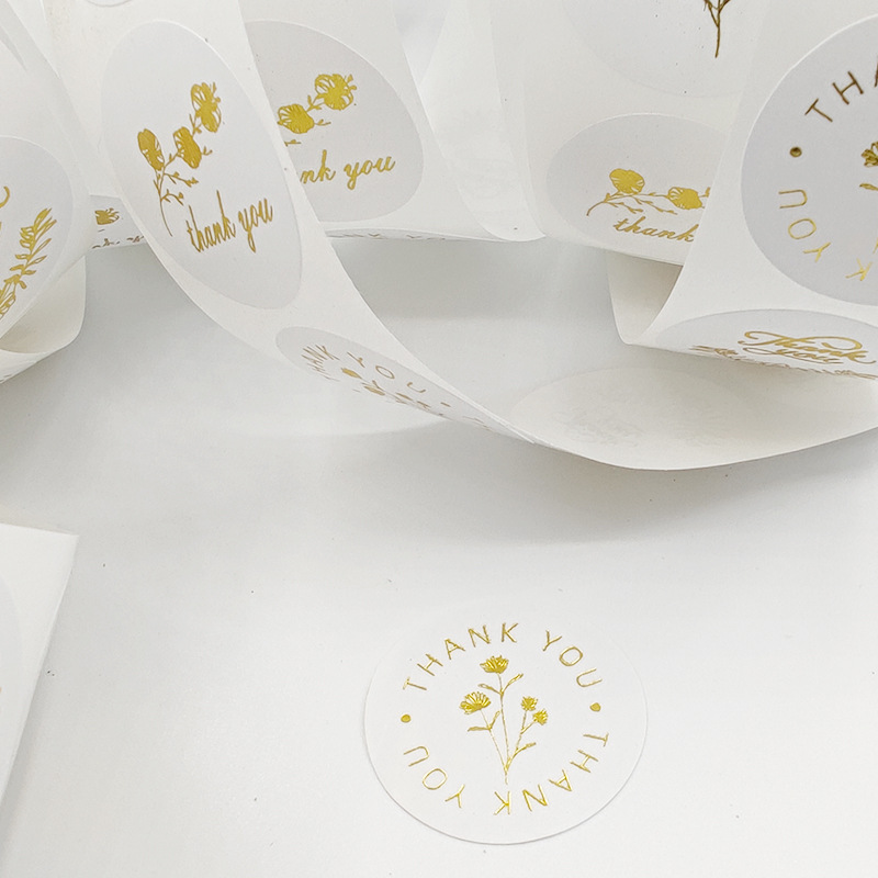 100-500Pcs Gold Foil Thank You Stickers for Gift Card Box Package Party ...