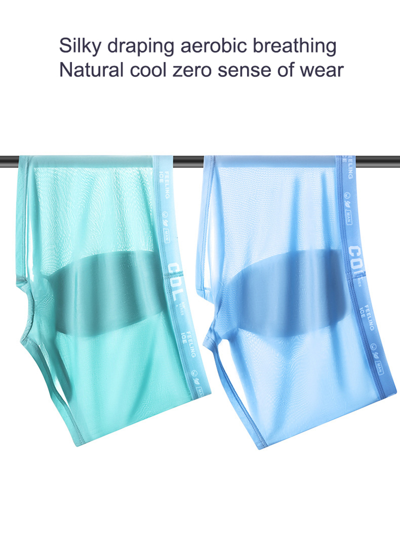 1Pcs Boxer Shorts Men's Underwear Ice Silk Underpants Sexy Panties 3A Antibacterial Breathable Elastic Lingerie Plus Size L-6XL. 
