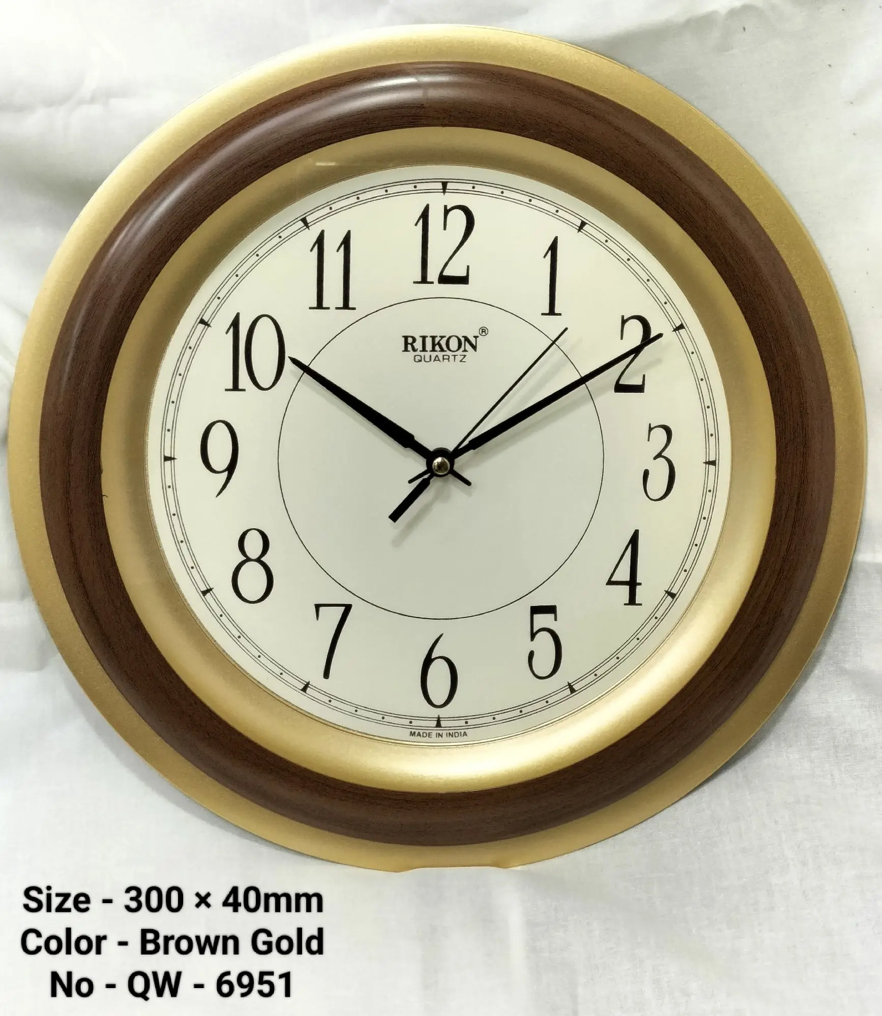 Dark Brown Analog Rikon 1951 PL Premium Round Wall Clock, For Home, Size:  260 X 260 mm at Rs 375 in Bengaluru
