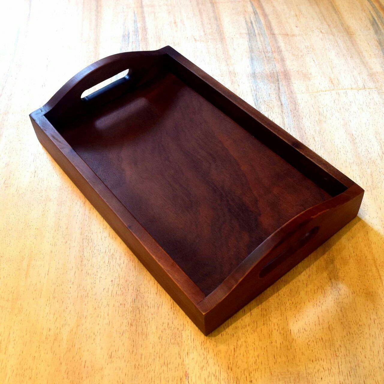 Wood Serving Tray Tea Fruit Food Server Dishes Plate Wooden Rectangular Tray 